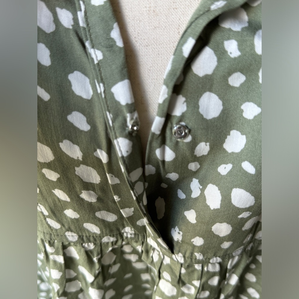 NWT | Kori America | Spotty Dot Babydoll Dress | Sage | Small - Picture 3 of 7